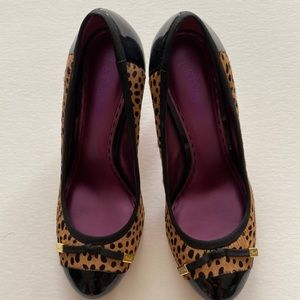 Coach Valencia Calf Hair Leopard Print Heels Size 8